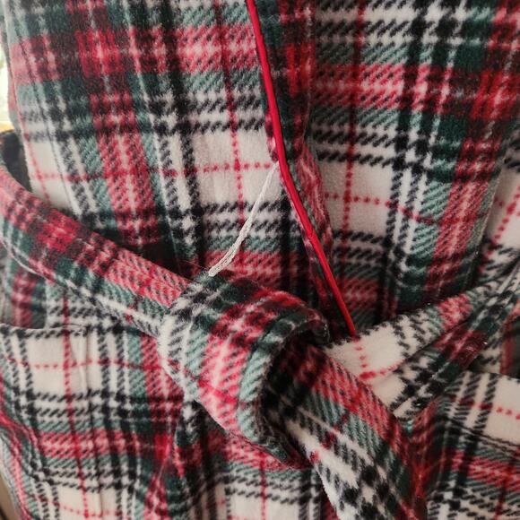 Lauren Ralph Lauren Fleece Robe Women Size XS Plaid Light Pocket Long Sleeve Tie - Picture 5 of 13